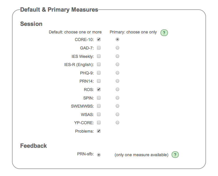 default measures